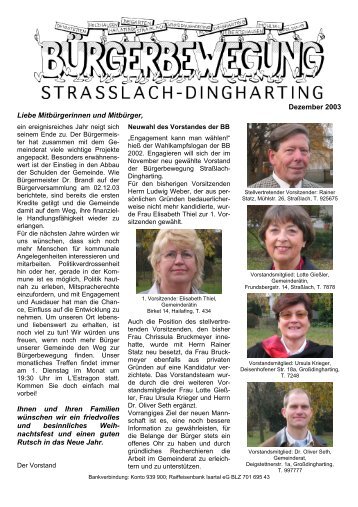 25. Dez. 2003 - Bürgerbewegung Straßlach-Dingharting