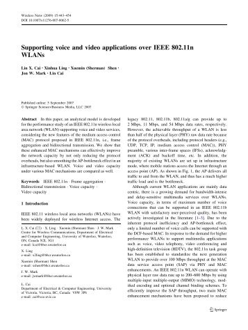 Supporting voice and video applications over IEEE 802.11 n WLANs