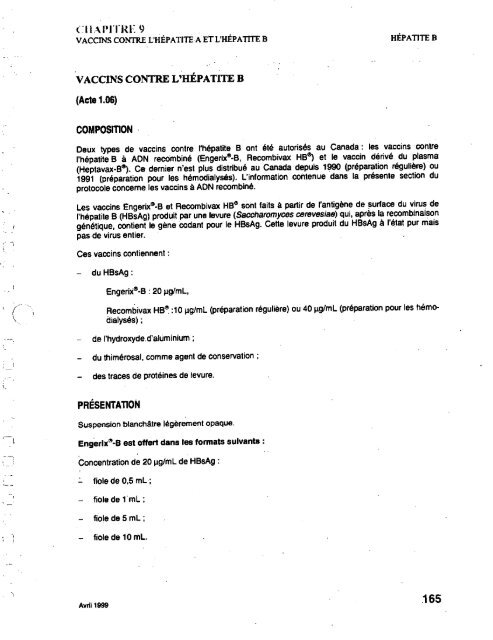 Vaccination contre l'hépatite B de certains groupes de travailleurs ...