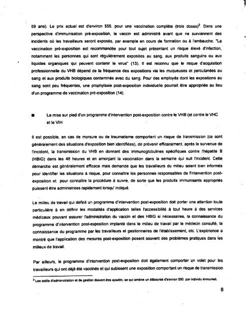 Vaccination contre l'hépatite B de certains groupes de travailleurs ...