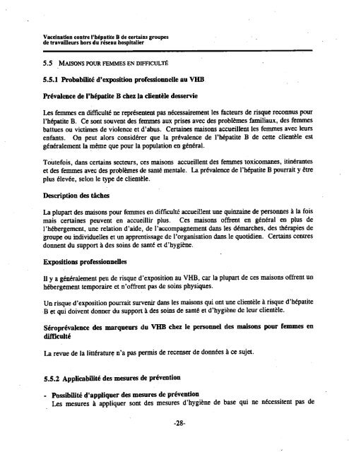 Vaccination contre l'hépatite B de certains groupes de travailleurs ...