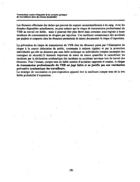 Vaccination contre l'hépatite B de certains groupes de travailleurs ...