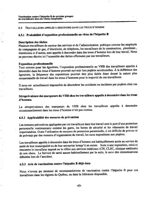 Vaccination contre l'hépatite B de certains groupes de travailleurs ...