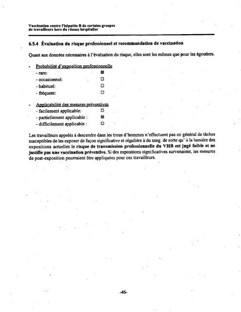 Vaccination contre l'hépatite B de certains groupes de travailleurs ...