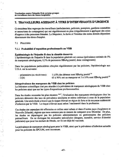 Vaccination contre l'hépatite B de certains groupes de travailleurs ...