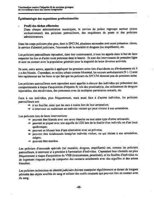 Vaccination contre l'hépatite B de certains groupes de travailleurs ...