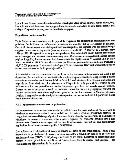 Vaccination contre l'hépatite B de certains groupes de travailleurs ...