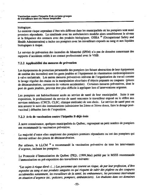 Vaccination contre l'hépatite B de certains groupes de travailleurs ...