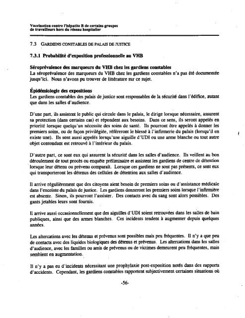 Vaccination contre l'hépatite B de certains groupes de travailleurs ...