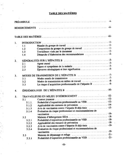 Vaccination contre l'hépatite B de certains groupes de travailleurs ...