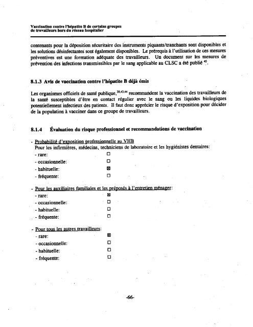 Vaccination contre l'hépatite B de certains groupes de travailleurs ...