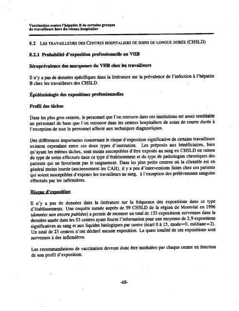 Vaccination contre l'hépatite B de certains groupes de travailleurs ...