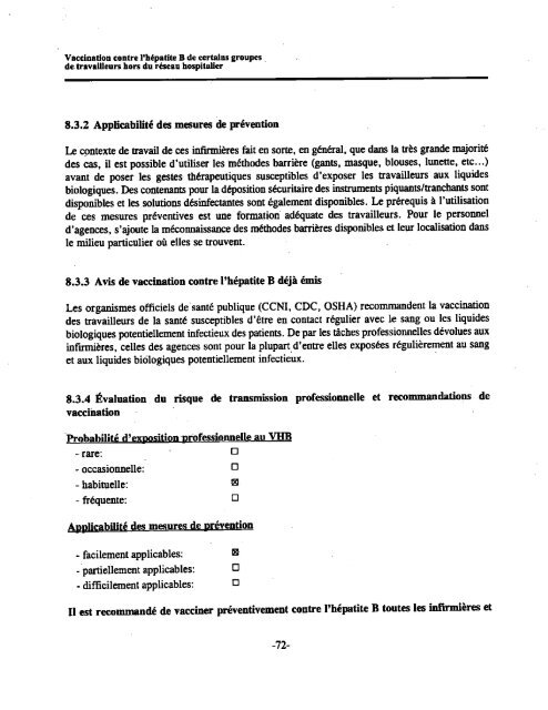 Vaccination contre l'hépatite B de certains groupes de travailleurs ...