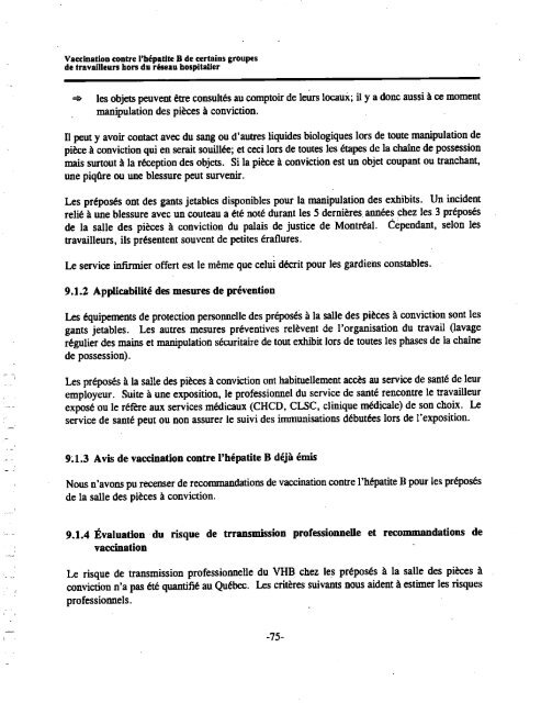 Vaccination contre l'hépatite B de certains groupes de travailleurs ...