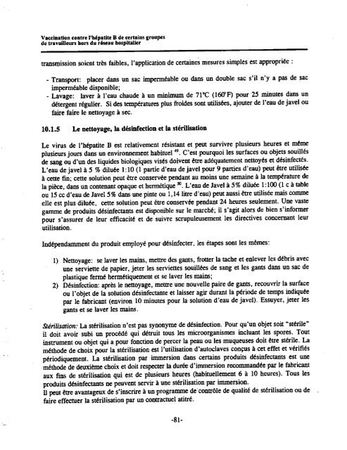 Vaccination contre l'hépatite B de certains groupes de travailleurs ...