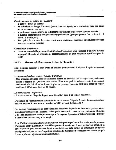 Vaccination contre l'hépatite B de certains groupes de travailleurs ...