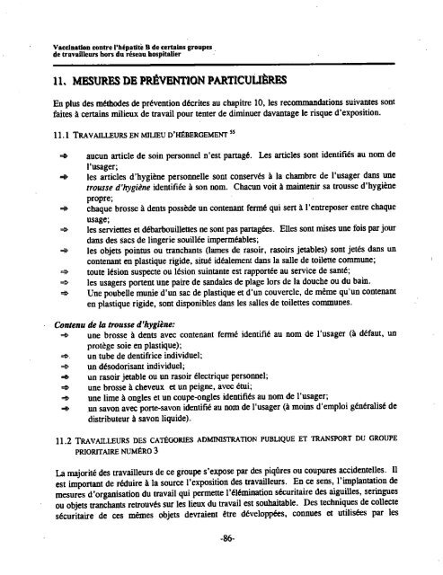 Vaccination contre l'hépatite B de certains groupes de travailleurs ...