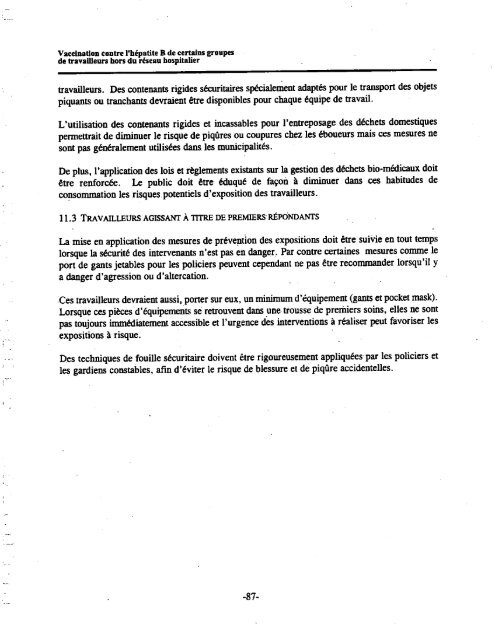 Vaccination contre l'hépatite B de certains groupes de travailleurs ...