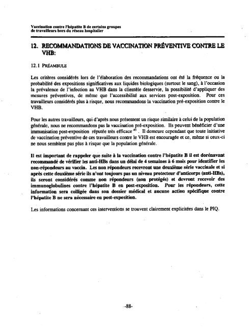 Vaccination contre l'hépatite B de certains groupes de travailleurs ...