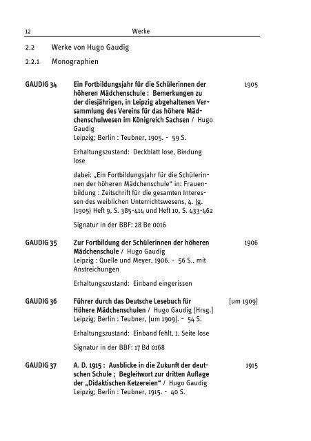 Findbuch "Nachlass Hugo Gaudig" - Bibliothek für ...