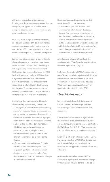 Rapport d'activités 2012 - Vivaqua