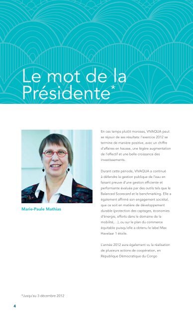 Rapport d'activités 2012 - Vivaqua