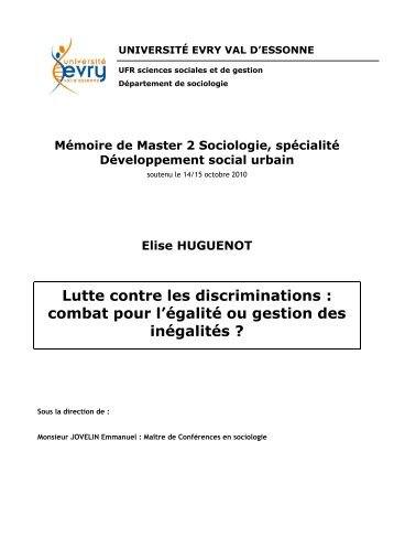 Lutte contre les discriminations - Bibliothèque Universitaire d'Evry ...