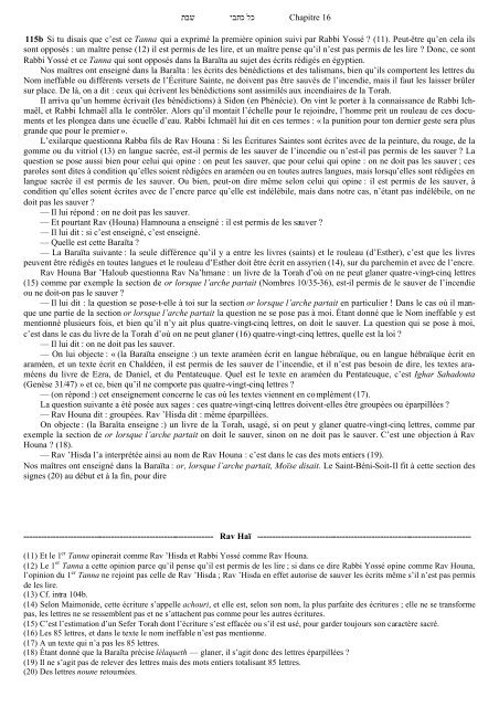 שבת כלכתבי Chapitre 16 115b Si tu disais que c'est ce ... - RavHai