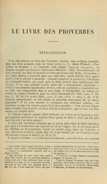 Les Proverbes - Catechisme.org