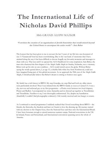 The International Life of Nicholas David Phillips - BBYO