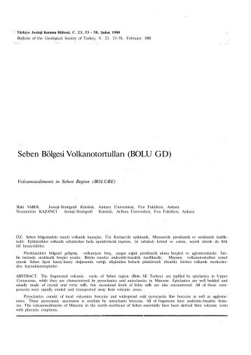 Seben Bölgesi Volkanotortulları (BOLU GD)