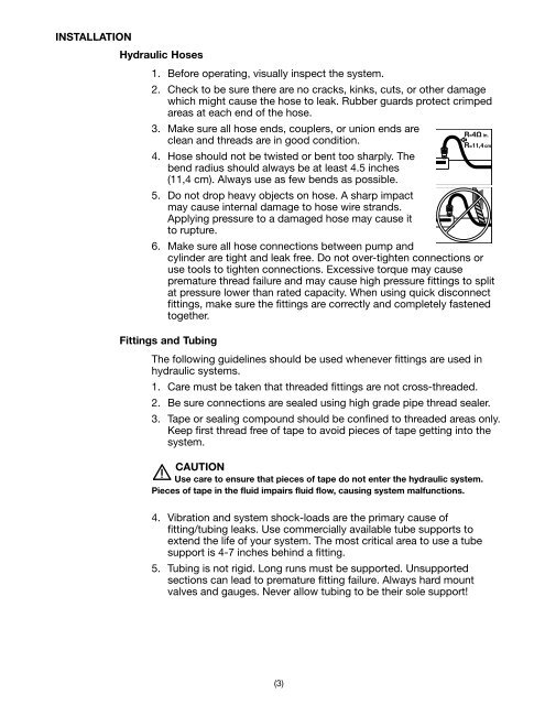 Instruction Sheet Hydraulic Hose / Fittings - Enerpac
