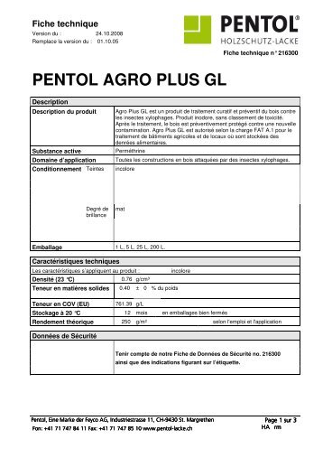 PENTOL AGRO PLUS GL