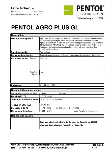 PENTOL AGRO PLUS GL