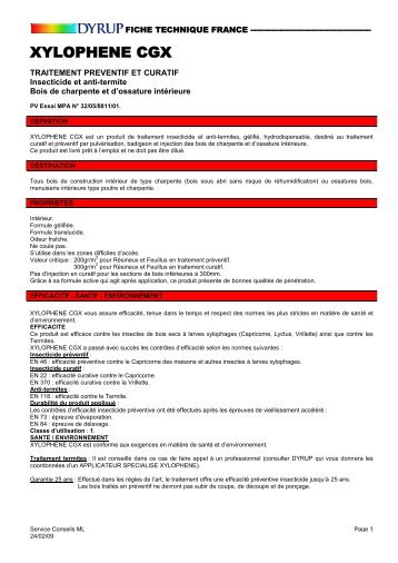 Fiche Technique Traitement du Bois XYLOPHENE CGX - Dyrup