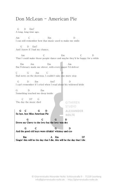 Don McLean - American Pie Chords