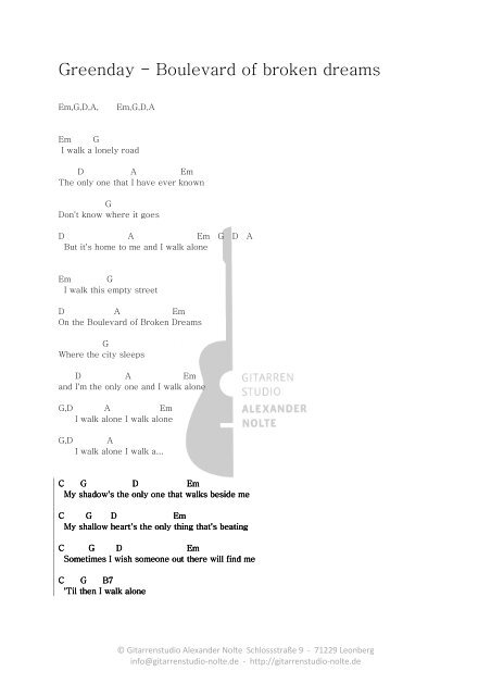 Lonely road hotsell chords green day