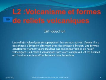 L2 :Volcanisme et formes de reliefs volcaniques