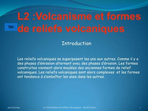 L2 Volcanisme Et Formes De Reliefs Volcaniques