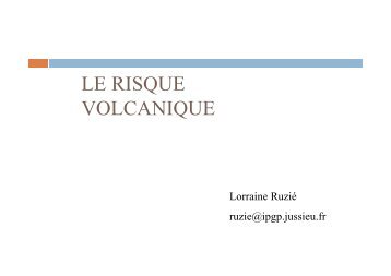 LE RISQUE VOLCANIQUE - AEFE Zone Asie-Pacifique
