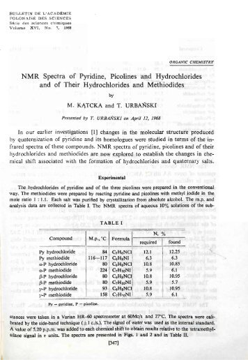 NMR Spectra of Pyridine, Picolines and Hydrochlorides and of Their ...