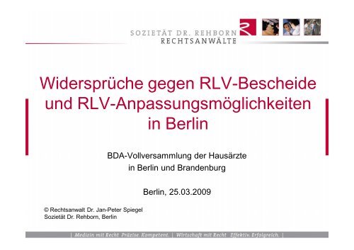 Widersprüche gegen RLV-Bescheide und RLV ...