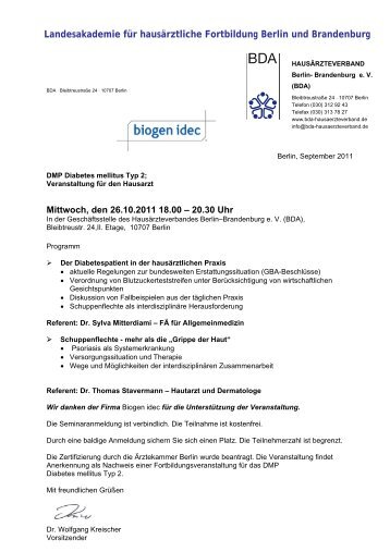 Landesakademie für hausärztliche Fortbildung Berlin und ... - BDA
