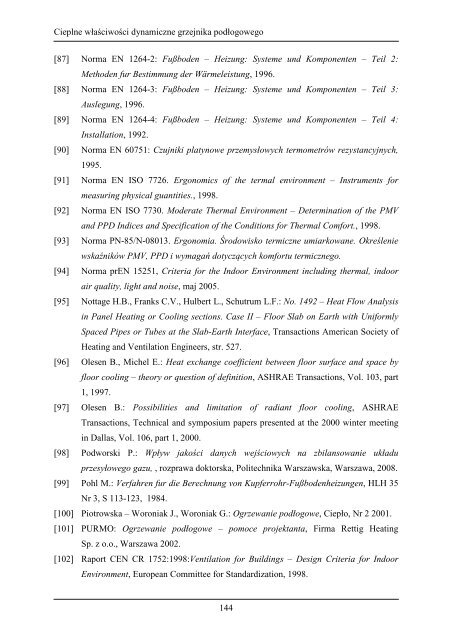 Cieplne właściwości dynamiczne grzejnika podłogowego