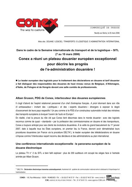Conex a réuni un plateau douanier européen exceptionnel pour - C3M