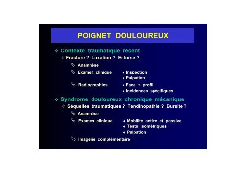 EVALUATION CLINIQUE ET IMAGERIE DU POIGNET ...