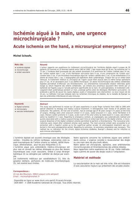 E-Mémoires de l'ANC, 2009, vol. 8 (3), 046-049 - Académie ...