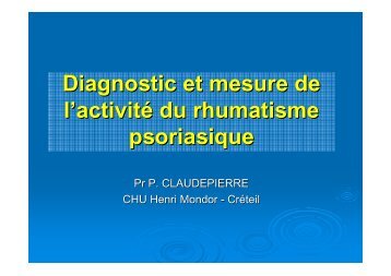 Diagnostic et mesure de l'activité du rhumatisme psoriasique