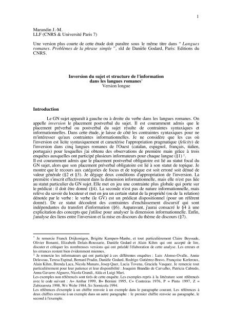 Version longue en PDF - Laboratoire de Linguistique Formelle - CNRS