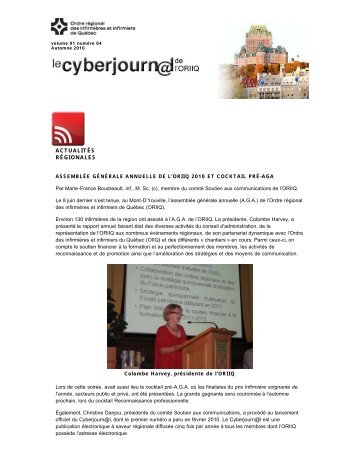 OIIQ - Le Cyberjournal de l'ORIIQ - Accueil - Ordre des infirmières et ...